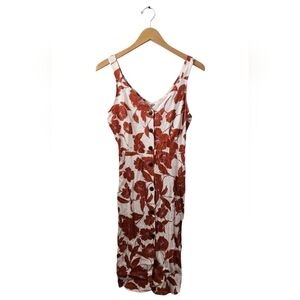 Monteau Los Angeles Linen Blend Dress Women's White Burnt Orange Lilac Small NWT